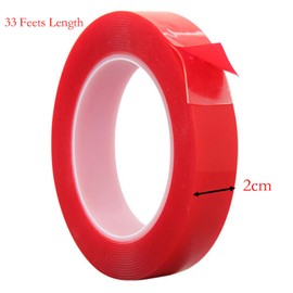 YIKANGHENG Upgrade Clear Double Side Sticky Tape, 33 Feet x 1.18 Inch 1mm Thick Red Film Nanometer Material Heavy Duty Removable Mounting Tape (1)