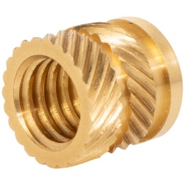 Savannah Pressure Fit Brass Threaded Inserts 3/8 inch by 16 tpi Internal with Opposing Angle Outside Grooves Pack of 10