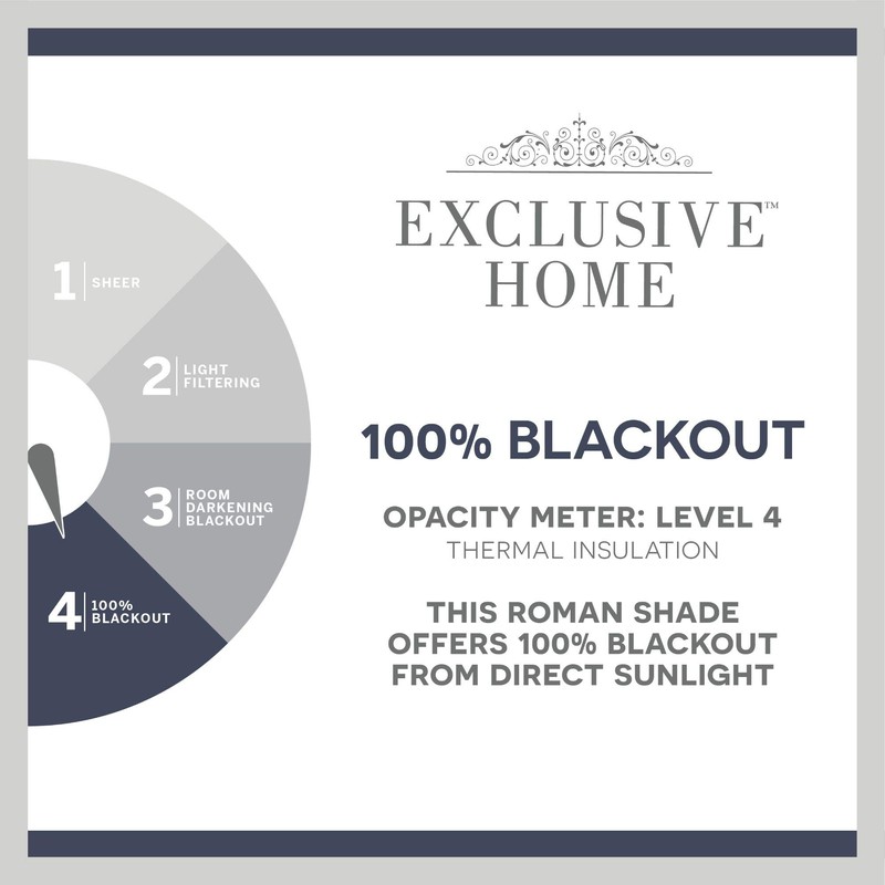 Exclusive Home Marseilles Damask 100% Blackout Roman Shade, 34"x64", Grey