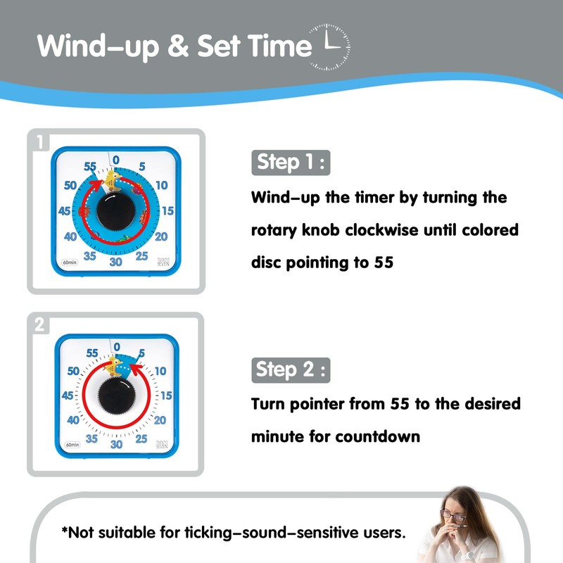 Visual Timer 7.5 inch, 60-Minute Countdown Timer for Kids Classroom