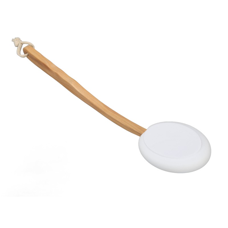 Lotion Applicator EVA Wooden Handle 4 Replaceable Pads Shower Brush