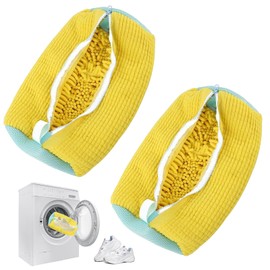 Shoe Wash Bag, Washing Machine with Zip, Shoes Laundry Bag, Suitable for All Shoes and Sizes, Protects Shoes (Yellow x 2)