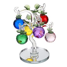 BTSKY Crystal Glass Apple Tree - Artificial Tree Figurine Ornament Table Decoration Feng Shui Crystal Apple Tree Decoration