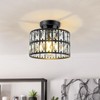 Modern Round Crystal Ceiling Light, 1-Light Flush Mount with Square