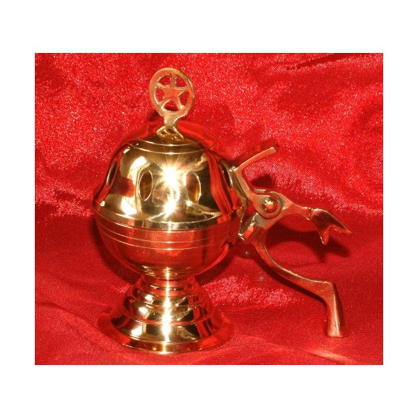 Fusions B641 Solid Brass Free Standing 'Pentacle' Charcoal/Incense Burner With