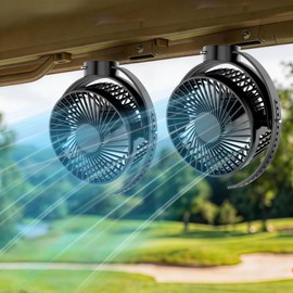 2-Pack Magnetic Golf Cart Fan with Heavy-Duty Strap, 12000mAH Battery Operated Portable Fan with 3 Speeds, LED, Timer, Magnet, Suitable for EZGO Club Car Yamaha, Golf Cart & Camping Accessories 2026