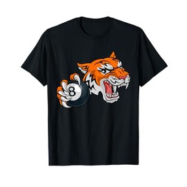 Tiger Angry Pool 8 Ball Billiards Cartoon Character T-Shirt