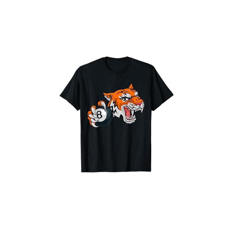 Tiger Angry Pool 8 Ball Billiards Cartoon Character T-Shirt