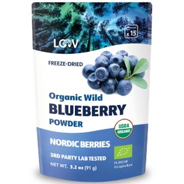 LOOV Organic Wild Blueberry Powder - 15 Day Supply, 91 g, Good for Smoothie & Breakfast, Freezed and Dried from Northern Europe, No Added Sugar