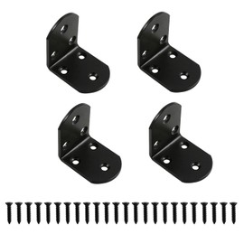 Aracombie 4 Pcs Stainless Steel L Bracket Corner Brace for Wooden Furniture Bedframe Cabinet Drawer Chair with 24 Pcs Screws, Black Right Angle Bracket 2 x 2 Inch for Shelves, Wood Boxes