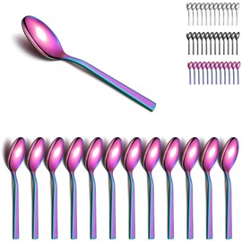Berglander Color Teaspoons Set of 12 Titanium Coated Stainless Steel Coffee Spoons, Espresso Spoons, Dessert Spoons, Ideal for Home, Restaurant, Hotel, Wedding, Party, Dishwasher Safe