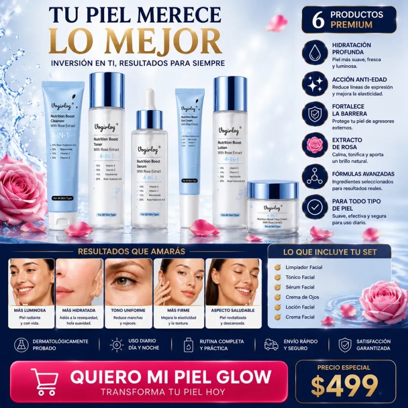 Kit Skincare Coreano 6 Pasos Glow Ácido Hialurónico Vogirlog