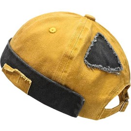 YeeHeen Dome Brimless Hats for Women Men Sailor Docker Beanie Cap Hip Hop Skull Caps Yellow