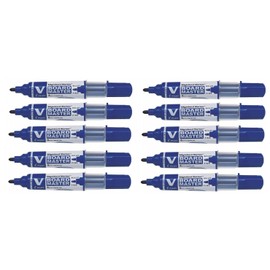 Pilot Vboard Master Dry-Wipe Whiteboard Markers – Bullet Tip – Pack of 10 blue