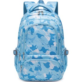 BLUEFAIRY Kids Backpacks for Boys Girls Ages 6-8 Elementary Primary Middle School Bag Back to School Book Bags Mochilas Escolares para Niños Niñas 17 Inch (Blue, Graffiti)