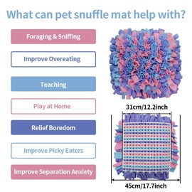 LIVEKEY Pet Snuffle Mat for Dogs, Dog Feeding Mat, Nosework Training Mats for Foraging Instinct Interactive Puzzle Toys (Pink&Purple&Blue)