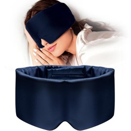 Quelle Sleep Mask, Silk Eye Mask with Adjustable Strap, Ultra Soft and Comfortable for Sleeping, Travel, Relaxing, Yoga, Meditation (Navy Blue)