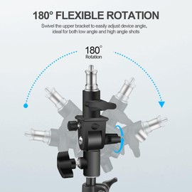 WELLMAKING U-Shape Camera Flash 180°Swivel Mount Bracket with Standard 1/4 to 3/8 inch Metal Male Screw Spigot Stud Compatible for Umbrella Softbox Reflector Holder Stand for Video Light Studio Light