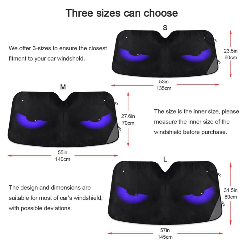 KEEPREAL Blue Evil Eyes Windshield Sun Shade - Foldable Car
