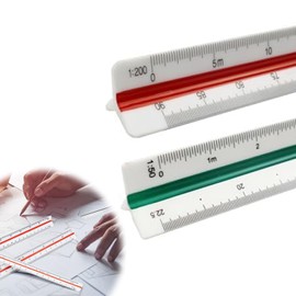 ChAusa 2 Pcs 12 Inch Scale Ruler Plastic Triangular Scale Ruler Metric 1:20, 1:25, 1:50, 1:75, 1:100, 1:125 Standard Rule for Architects, Students, Draftsman and Engineers-Black