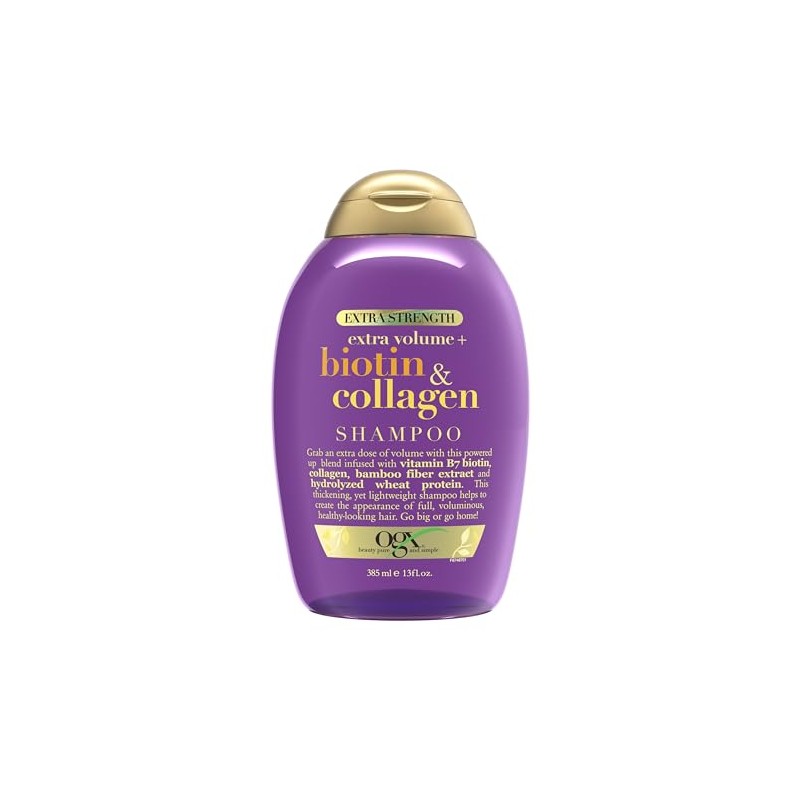 OGX, Shampoo Volumen y Fuerza Extra de Biotina y Colágeno,