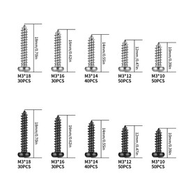 400 Pcs M3 Torx Screws Set, Torx Pan Head Self-Tapping Screws, Round Head Self Tapping Screws, Silver/Black Dome Head Screws, Wood Screws Assortment for Plastic Wood Sheet Metal Screws