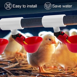 12 Pack Chicken Waterer PVC Tee Fittings - Fully Automatic for Threaded Chicken Waterer Nipples/Cups/Feeders/Poultry Water Drinker, White