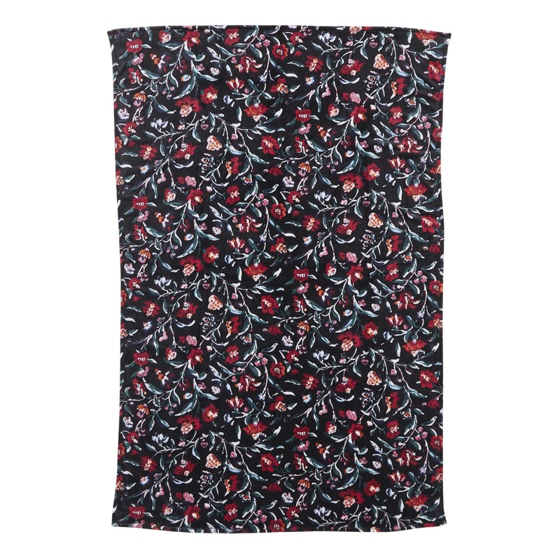 Vera Bradley Women's Fleece Plush Throw Blanket, Perennials Noir, 80