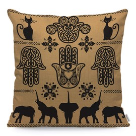 WONDERTIFY Throw Pillow Case Cover Beads of The Mexican People Huichol Ethnic Colorful Soft Linen Pillow Case, Cotton Linen, Multi 108, 18 x 18 Inch