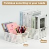 4-Pack Hollow Plastic Storage Baskets with Handles(White, Medium)