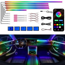 Acrylic Interior Car LED Strip Lights, Colorful 10-in-1 Car Ambient Lighting Kit, with Wireless APP Control, 622 LED Fiber Optic Strip Lights for Car, Supports Neon Sync with Music DIY Mode