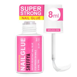 2pcs SHEFFYA Super Strong Nail Glue Brush-On 8ml - Waterproof Adhesive for Press-On/Acrylic/Fake Nails & Tips - Long Lasting Quick-Dry Formula, Professional Salon & Home Use