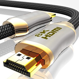 HDMI Cable 2.1 Fibre Optic - 8K 120Hz - 4k 240Hz HDR10+ 3D eARC CEC HDCP 2.3 Optical Ultra High Speed Gold-Plated Contacts Fibre Optic Cable with Zinc Alloy Connector Kink Protection, Black (Black,