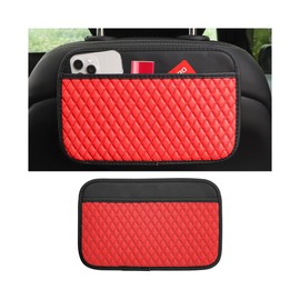 Osilly Car Seat Side Pocket Organizer, Leather Vehicle Door Window Console Storage Bag, Auto Seat Gap Filler for Phone Sunglasses Wallets Holder Tray Pouch, Universal for Most Cars (Red)