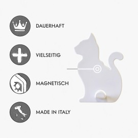 KalaMitica - Set of 2 Magnetic Wall Board Hangers with Strong Magnet - White Cats