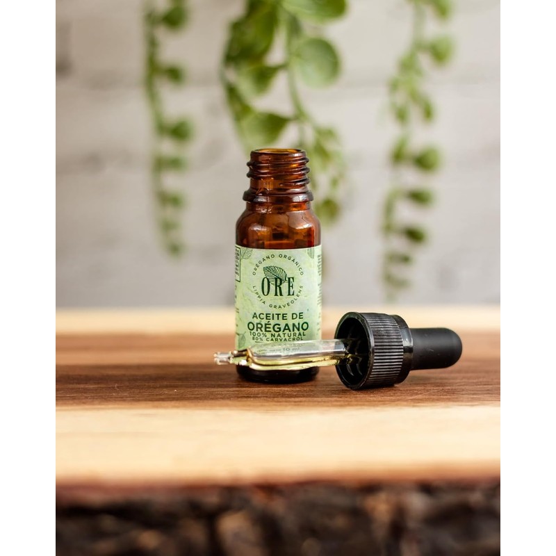 ORE Aceite de Orégano Orgánico, 80% Carvacrol, 100% Natural, Gotas,