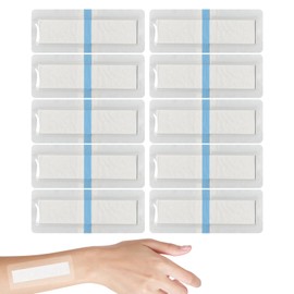 10 Pcs Waterproof Dressing Patch, Waterproof Bandaid, Wound Dressing Pads with Gauze Pads, Wound Cover Barrier Absorbent Patch, Transparent Film Bandage for Grazes Superficial Burns (25 * 10cm)