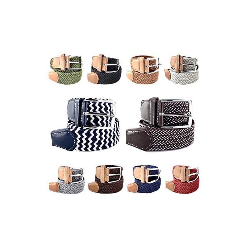 L & B Unisex Elastic Fabric Belt Braided Stretch Belt
