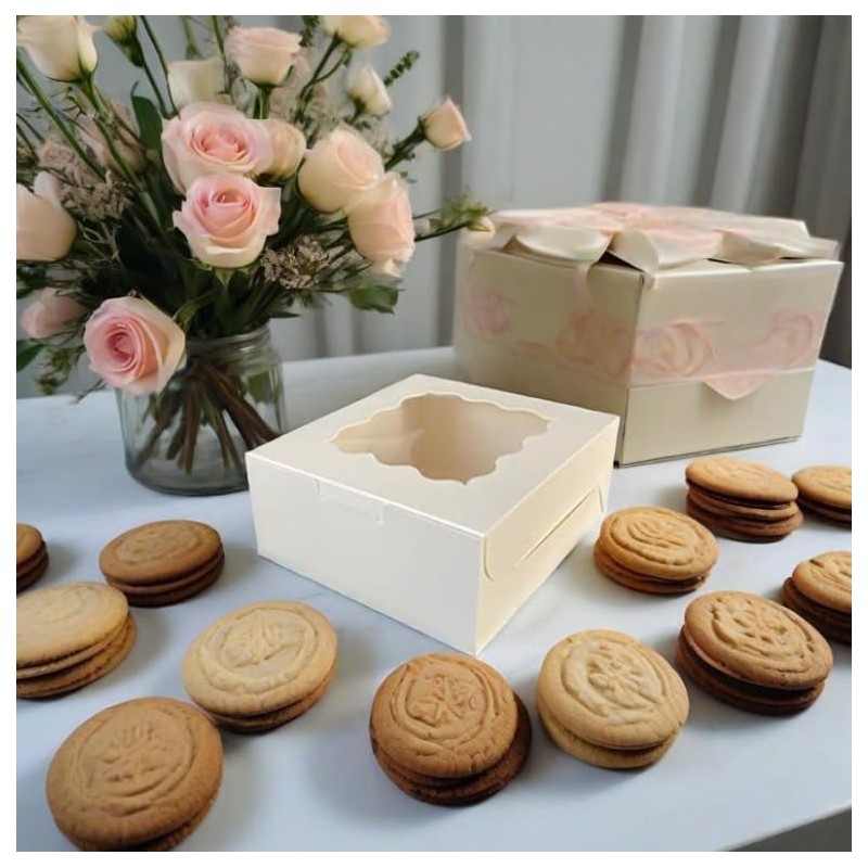 Generic 30Pcs (6x6x3 in) Mini Cake Boxes+2 stickers with Display