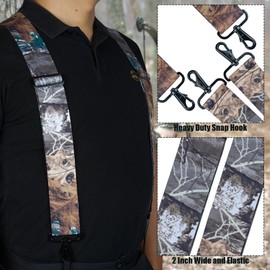 MELOTOUGH 2 Pcs Camo Suspenders for Men Heavy Duty Work Suspender 2 Inch Wide Adjustable Elastic Suspenders for Hunting