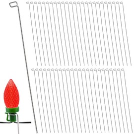 12 Inch Christmas Light Stakes 60 Pack Christmas Yard Lights Metal Stakes Universal Yard Lawn Holiday Light Stakes for C7 C9 String Lights Ground Stakes for Christmas Lights on Garden Driveway Pathway