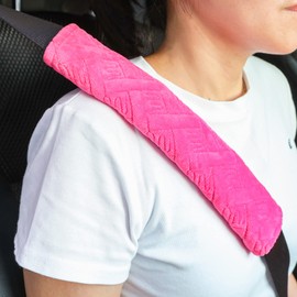 JUSTTOP 2-Pack Universal Car Seat Belt Pads Cover for A More Comfortable Driving, Seat Belt Shoulder Strap Covers Harness Pad for Car Interior Accessories(Deep Pink)