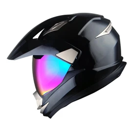 1Storm Dual Sport Helmet Motorcycle Full Face Motocross Off Road Bike Glossy Black