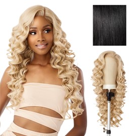 Sensationnel Butta lace precut wigs - unit 9 glueless extra wide 5 inch deep parting synthetic pre tweezed smaller knot hairline (1 JETBLACK)