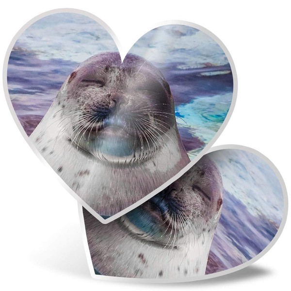 2 x Heart Stickers 7.5 cm - Sleepy Seal Ocean