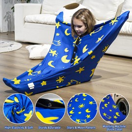 KreyNa Sensory Body Sock for Kids, 56" x 28" Full Body Sock Sensory Sack Glow in the Dark for 9-12 Autistic Children, Good for Height: 52"-61" Large, Blue