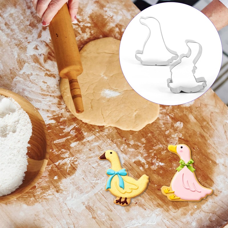 2pcs Goose Cookie Cutters, 4in/10.21cm Stainless Steel Silly Goose Cracker