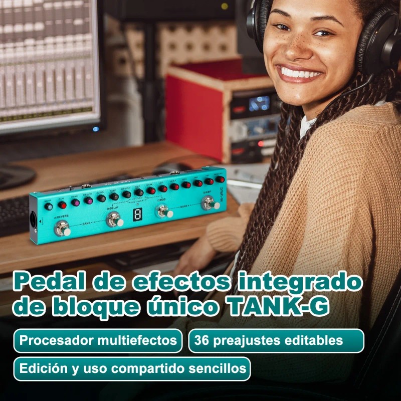 Efecto De Guitarra Tank G Profesional Y Portátil Verde