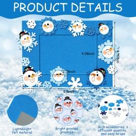 Suzile 16 Set Christmas Snow Picture Frame Craft for Kids Snowflake Snowman Picture Frame Craft DIY Magnet Winter Photo Frame Crafts for Toddlers Funny Xmas Gift Classroom Home Party Game Activities