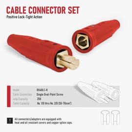 RX WELD LC40 Cable Connector Set, Includes Black Male and Female for Cable Capacity: 1/0 Thru 2/0 (50-70mm²)-Red